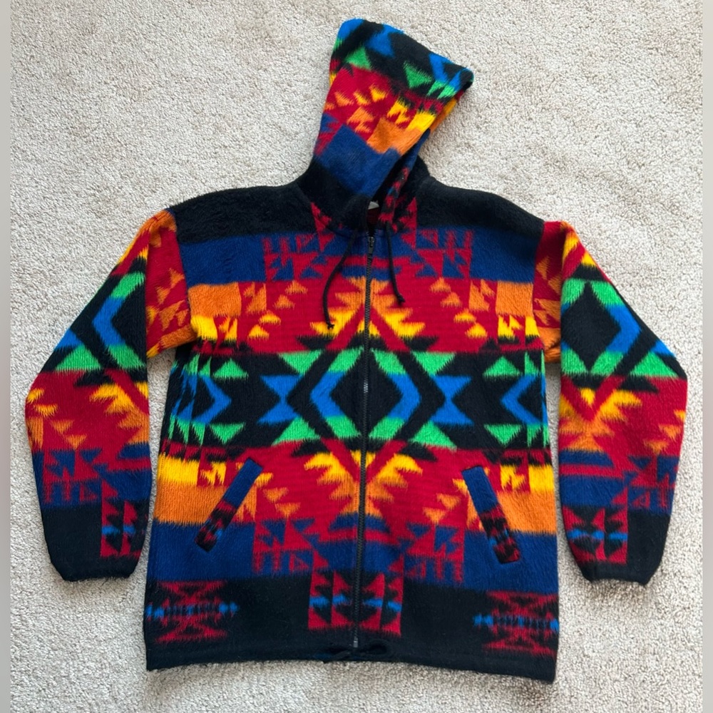 Made in Ecuador Alpaca Wool Zip up Hooded Jacket